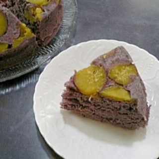 食物繊維タップリ☆おさつの紫蒸しケーキ